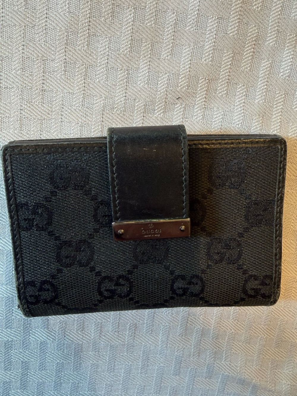 Gucci Black GG Monogram Canvas Compact Wallet